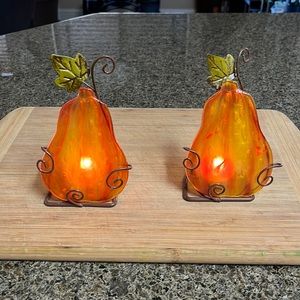 Cute set of pear candle holders